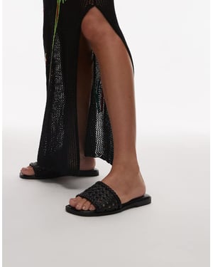 Topshop Jackie platta vävsandal i svart