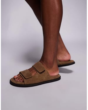 ASOS DESIGN sandal med två remmar i stenmocka