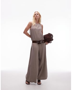 Topshop boxig jumpsuit i brunt cupro