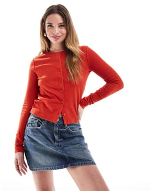 Cotton On knappen-up jersey cardigan i röd punktstickning