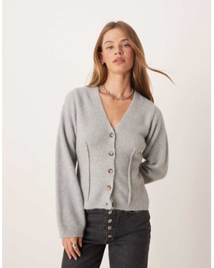 ASOS DESIGN kofta med synliga midjesömmar i ull i grått