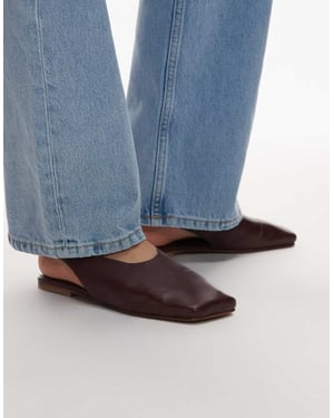 Topshop Brit läder slingback ballerina i vinröd