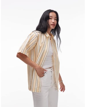 Topshop poplin miljöskjorta i smörkrämrand