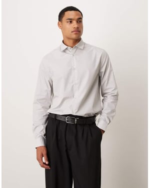 ASOS DESIGN formell lättstruken regular skjorta i grå