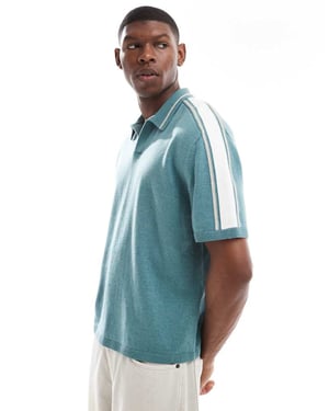 Hollister stickad polo med kontrastkrage i grön
