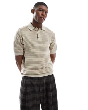 ONLY & SONS stickad polo i kräm och salvia