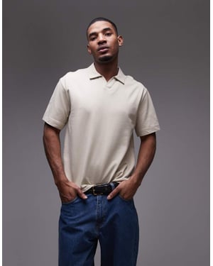 Topman heavyweight crop fit revere polo i sten