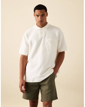 ASOS DESIGN premium tung oversized polo i krämig textur