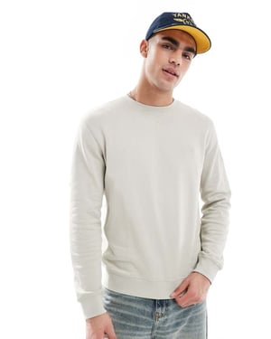 BOSS Orange Westart box logotyp avslappnad passform sweatshirt i beige