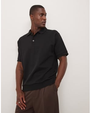 ARKET texturerad heavyweight jersey polo i svart