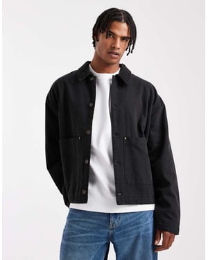 ASOS DESIGN harringtonjacka med vadderad foder svart