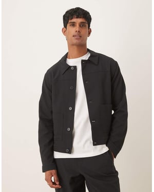 ASOS DESIGN smart co-ord Harrington-jacka i svart seersucker