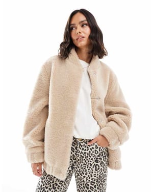 Miss Selfridge oversized borg bomberjacka i sten