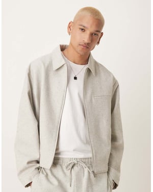 ASOS DESIGN smart koord blousonjacka i grå textur slub - GRÅ