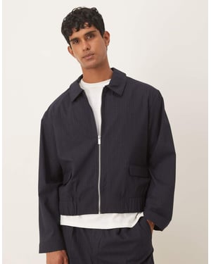 ASOS DESIGN smart koord blousonjacka i marinblå randig - MARIN