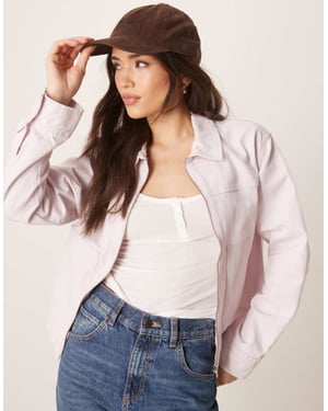 ASOS DESIGN twill toppkrage jacka i pastellrosa