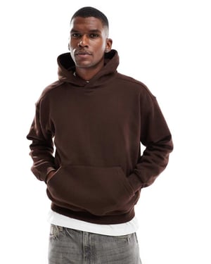 Cotton On boxig passform sweatshirt med huva i mörk ek