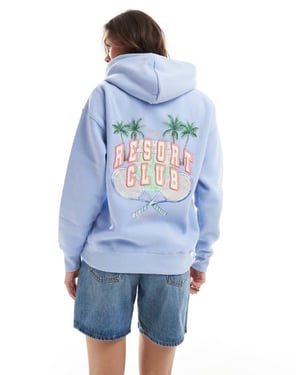 Cotton On premium pluchhoodie i vindseglareblå