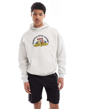 Hollister boxy bilmotiv sweatshirt i grått