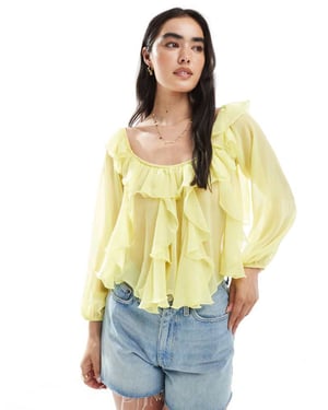 Miss Selfridge bardot chiffongblus i smörkräm