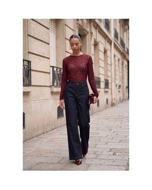 Mos Mosh 176020 278 mosmosh mmloretta mono mesh blouse port royale