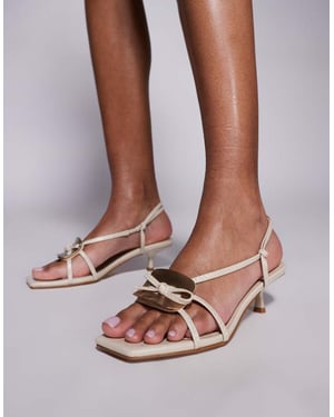 Simmi London Heiti fyrkantig tå snörda kitten heels i sten