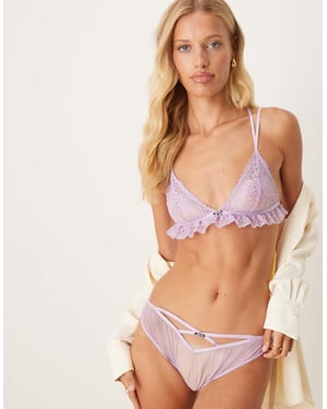 ASOS DESIGN Rosalie spets mjuk bh med blommig kant i ljuslila