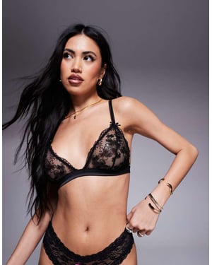 ASOS DESIGN Jude floral lace soft bra in black