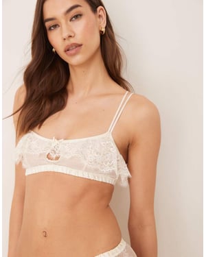 ASOS DESIGN Aurora hel lace frill bralette i vitt