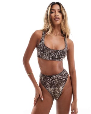 ASOS DESIGN Mila mesh crop top in leopard print