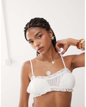 Miss Selfridge strand chiffon bh-top set i krämfärgad