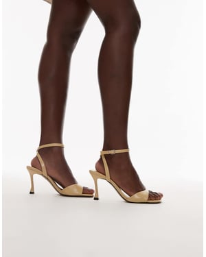 Topshop Giula högklackad tvådelad sandal i smörkräm