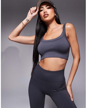 4505 sculpting seamless medium support sports bra in dark grey