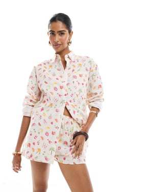 Miss Selfridge överdimensionerad skjorta i frukttryck