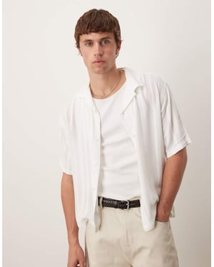 Abercrombie & Fitch short sleeve cropped lightweight linen shirt in white