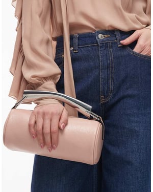 Topshop Gabi tunn grabväska med metallhandtag i rosa