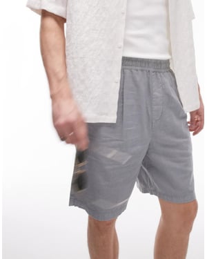 Topman linen blend shorts in grey