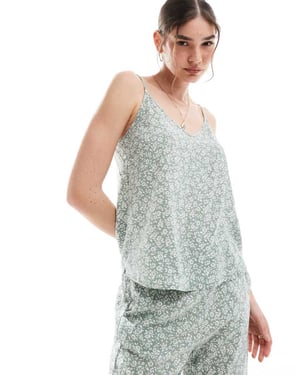 Vero Moda v neck cami top co-ord in sage floral