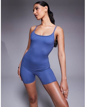 4505 soft touch strappy romper with inner bra in china blue