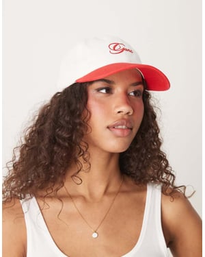 GANT skriptlogo bomullstwill baseballkeps i vitt och rött