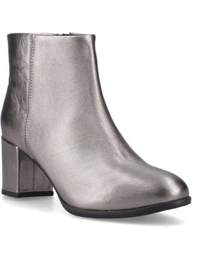 Hush Puppies Claridy Leren Dames Pewter Enkelboots met Hak
