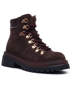 Hush Puppies Robyn Hiker Suede Women's CHOCOLATE Heeled Ankle Boots