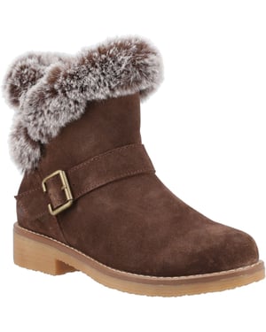 Hush Puppies Hannah Suede Women's Chocolate Wide Fit Winter Ankle Boots