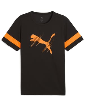 Men's Puma Attacanto Logo Jersey Short Sleeve Performance T-Shirt in Black/Heat Fi