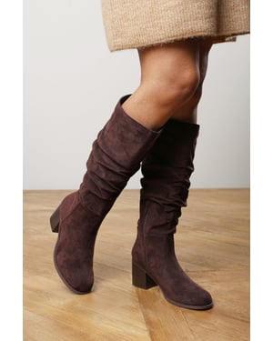 Where's That From Womens Kalenae Ruched Block Knee High Boot