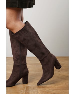 Where's That From Womens Evixa Wide Fit Knee High Pointed Toe Block Heel Boot