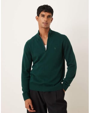Abercrombie & Fitch långärmad tröja med bröstlogotyp och halvlång dragkedja i grön