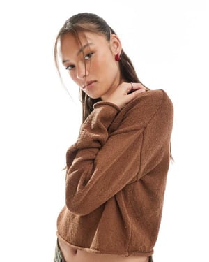 Cotton On rullad båtkragsweater i valnöt