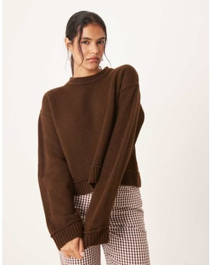 ASOS DESIGN stickad tröja i chokladbrun
