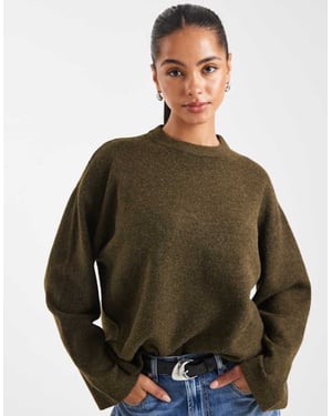 ASOS DESIGN avslappnad rundhalsad tröja i olivgrön